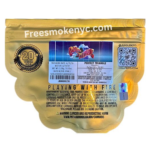 Jungle boys hybrid strain perfect triangle packaging on a transparent background 