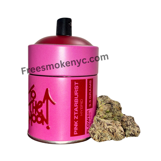 To the Moon Pink ZTARBURST cannabis buds and packaging on a transparent background 