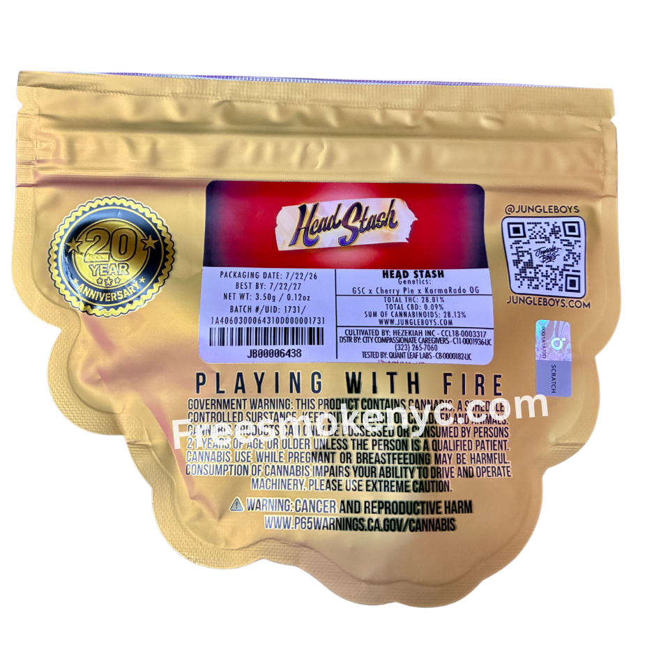 Jungle Boys hybrid strain Head Stash packaging on a transparent background 