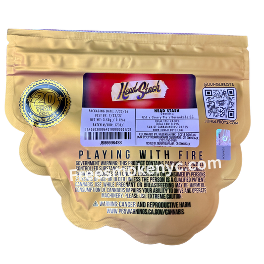 Jungle Boys hybrid strain Head Stash packaging on a transparent background 