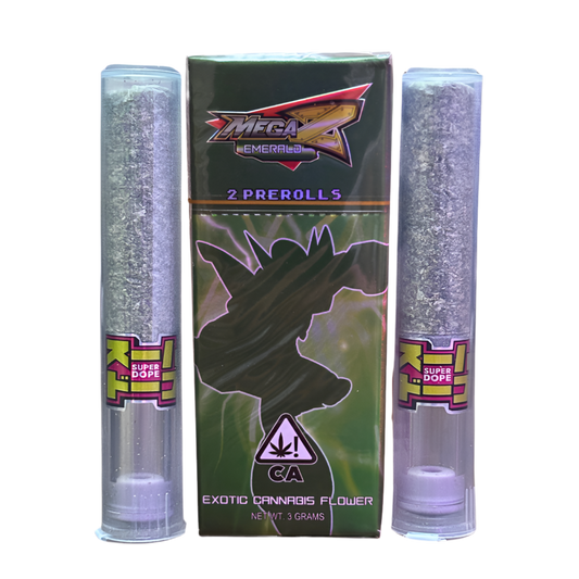 SUPER DOPE “MEGA Z EMERALD” 2 PACK PRE-ROLLS; HYBRID STRAIN