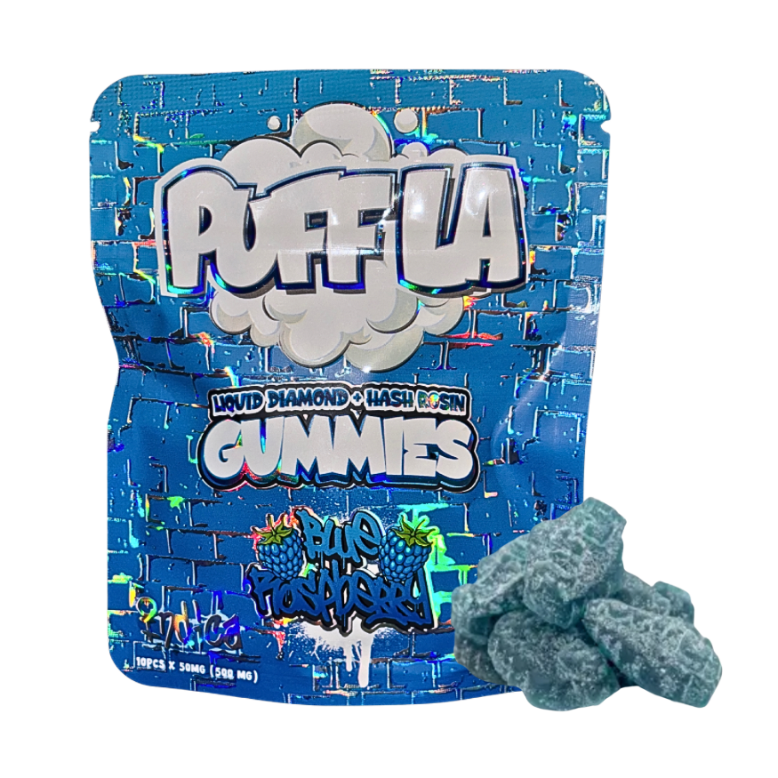 Puff LA Blue Raspberry Gummies; Indica effects
