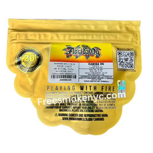 Jungle Boys hybrid strain Florida OG packaging on a transparent background 