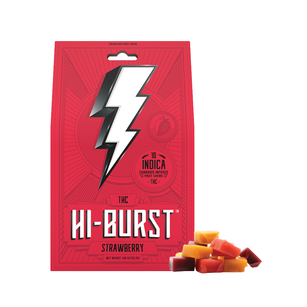 HI-BURST STRAWBERRY THC INFUSED FRUIT CHEWS  INDICA 