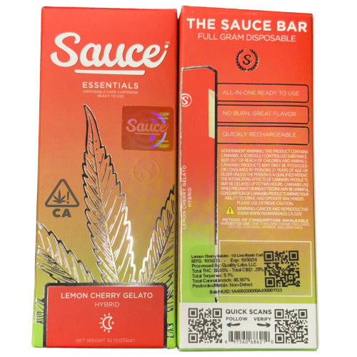 sauce hybrid lemon cherry gelato 1g disposable vape pen