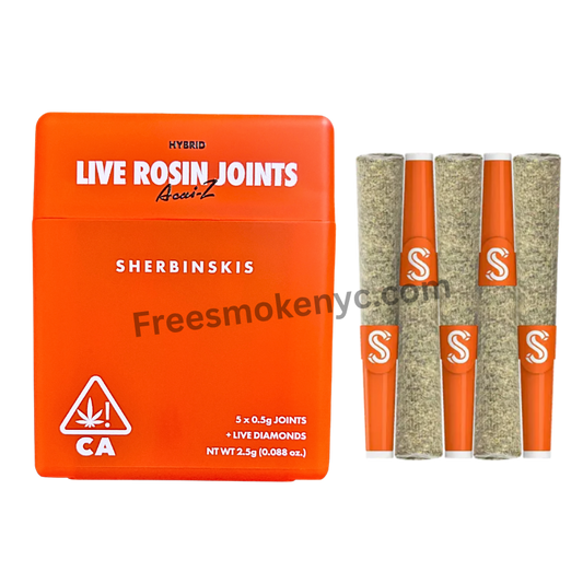 Sherbinski infused pre roll multipack Açaí Z packaging and prerolls on a transparent background 
