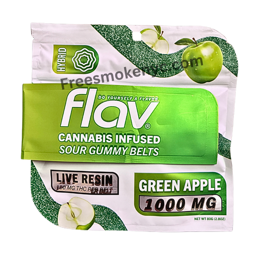 Flav Green Apple infused sour gummy 1000mg hybrid packaging 