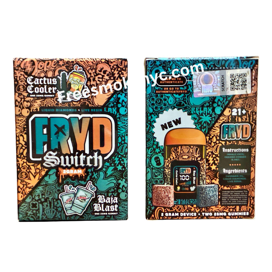 Fryd Switch Cactus Cooler and Baja Blast two flavors in one 2 gram disposable 