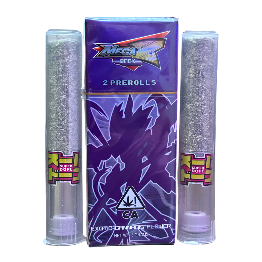 SUPER DOPE “MEGA Z DARK” 2 PACK PRE-ROLLS; HYBRID INDICA DOMINANT 