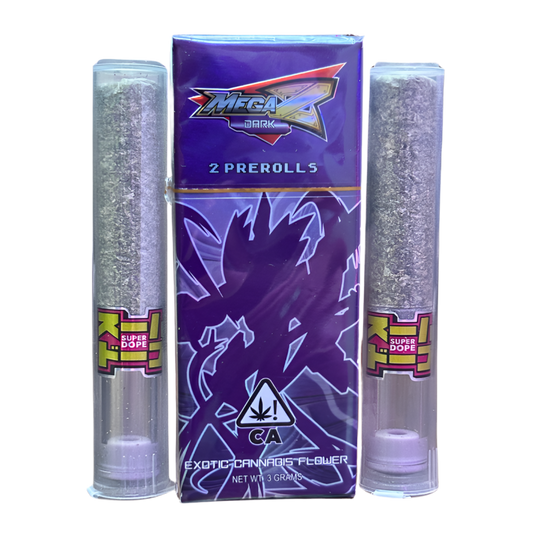 SUPER DOPE “MEGA Z DARK” 2 PACK PRE-ROLLS; HYBRID INDICA DOMINANT 
