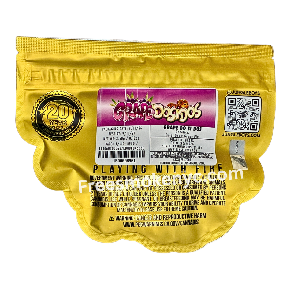 Jungle Boys Grape Do Si Dos Cannabis packaging on a transparent background 