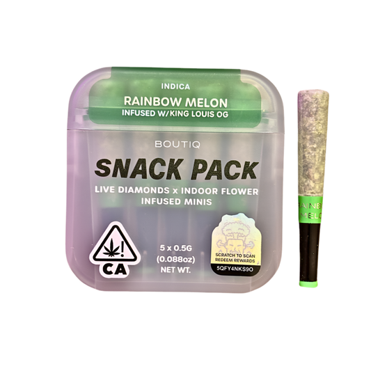 BOUTIQ “SNACK PACK” “RAINBOW MELON” INFUSED WITH “KING LOUIS OG” PRE-ROLL PACK