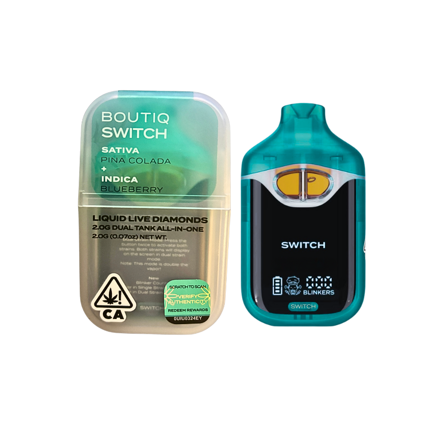 BOUTIQ SWITCH V4 PINA COLADA X BLUEBERRY DUAL TANK LIQUID LIVE DIAMONDS DISPOSABLE 