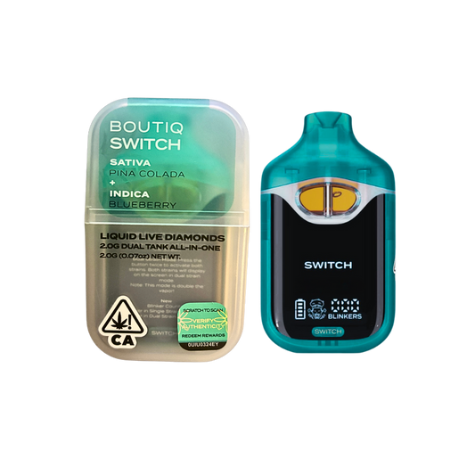 BOUTIQ SWITCH V4 PINA COLADA X BLUEBERRY DUAL TANK LIQUID LIVE DIAMONDS DISPOSABLE 