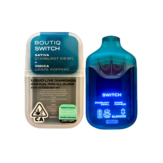 BOUTIQ SWITCH V4 STARBURST DIESEL X GRAPE POPPERZ 2G DUAL TANK DISPOSABLE