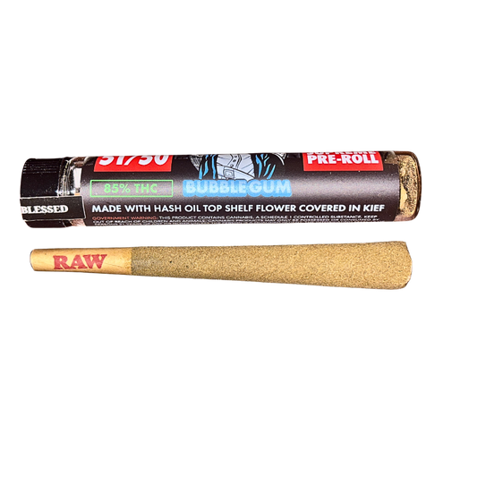 NINE LIVEZ x 51/50 "BUBBLEGUM" 2G HASH ROSIIN INFUSED PRE-ROLL