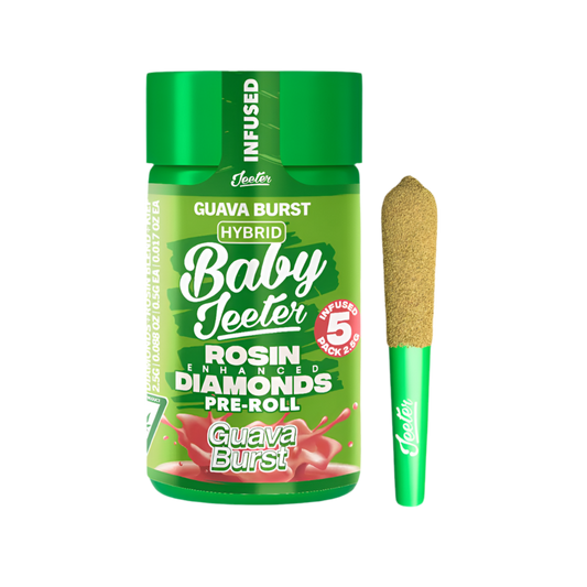 BABY JEETER "GUAVA BURST" ROSIN ENHANCED DIAMONDS PRE-ROLLS; HYBRID STRAIN 