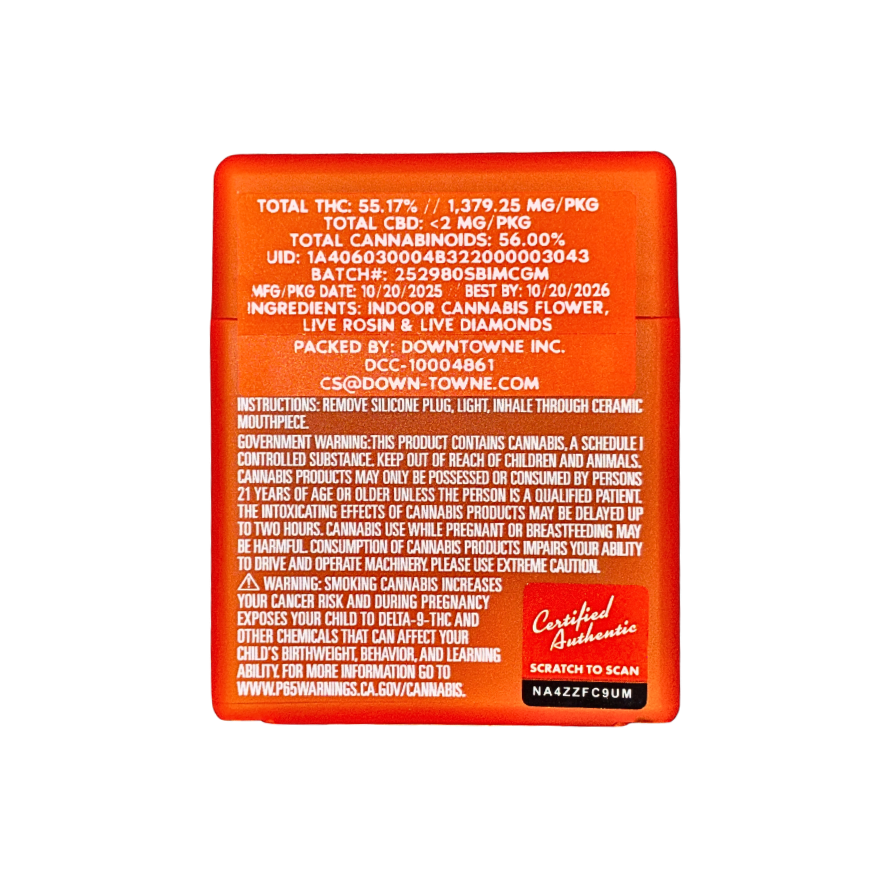 Sherbinskis Cherry Gello hybrid strain packaging with product information on a transparent background