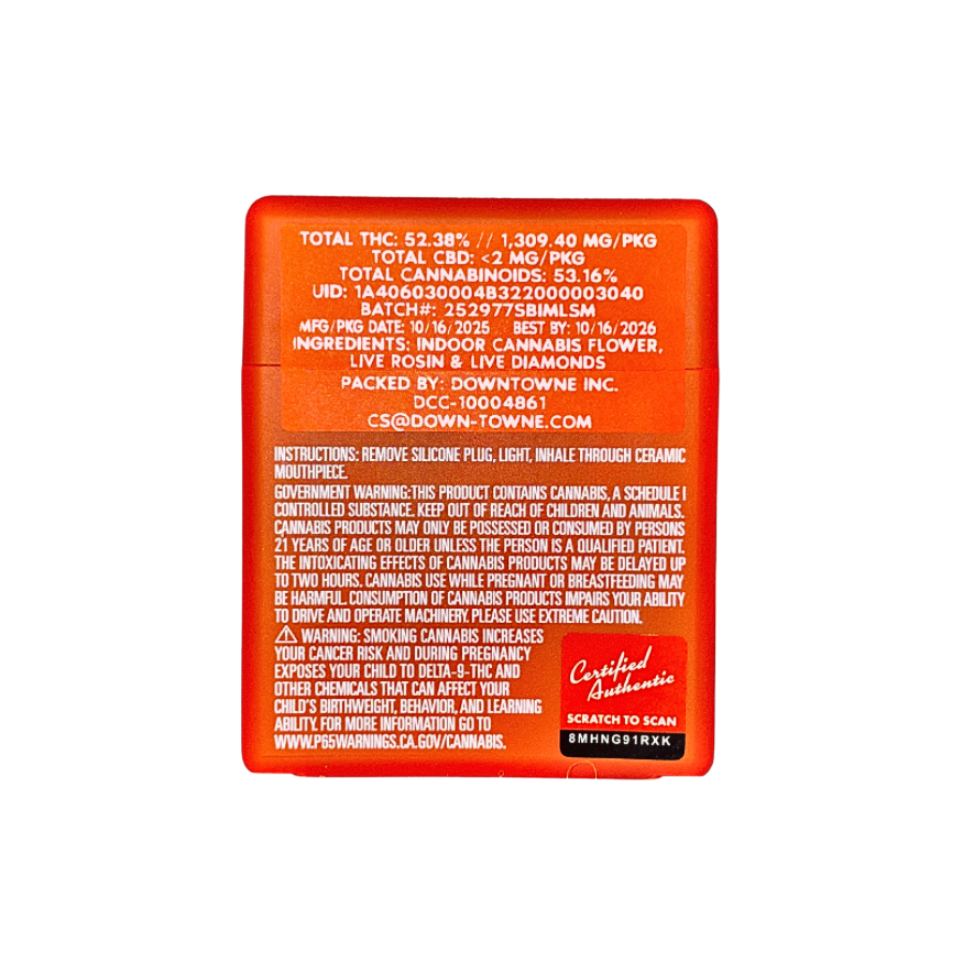 Sherbinskis Lemon Taffy sativa strain packaging with product information on a transparent background