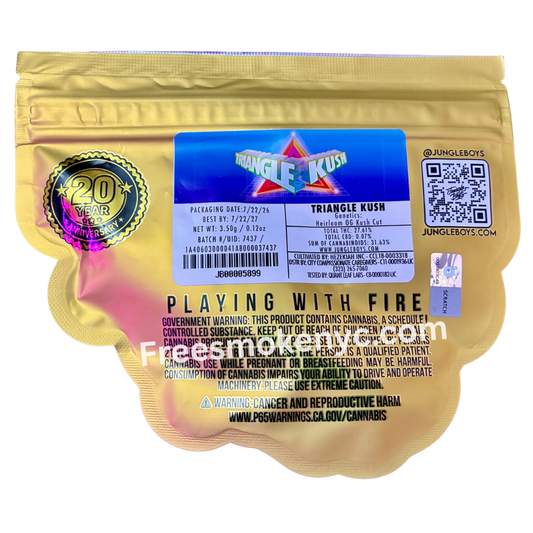 Jungle Boys hybrid strain Triangle Kush packaging on a transparent background 