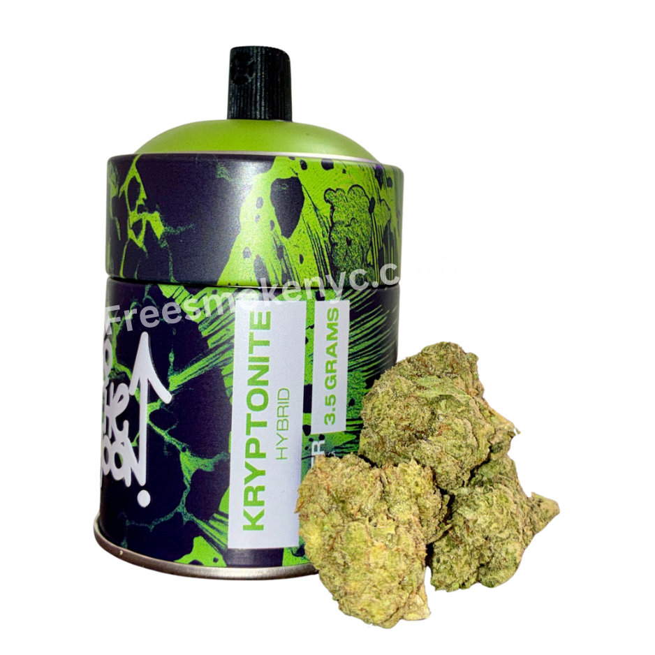 To the Moon Kryptonite cannabis buds and packaging on a transparent background 