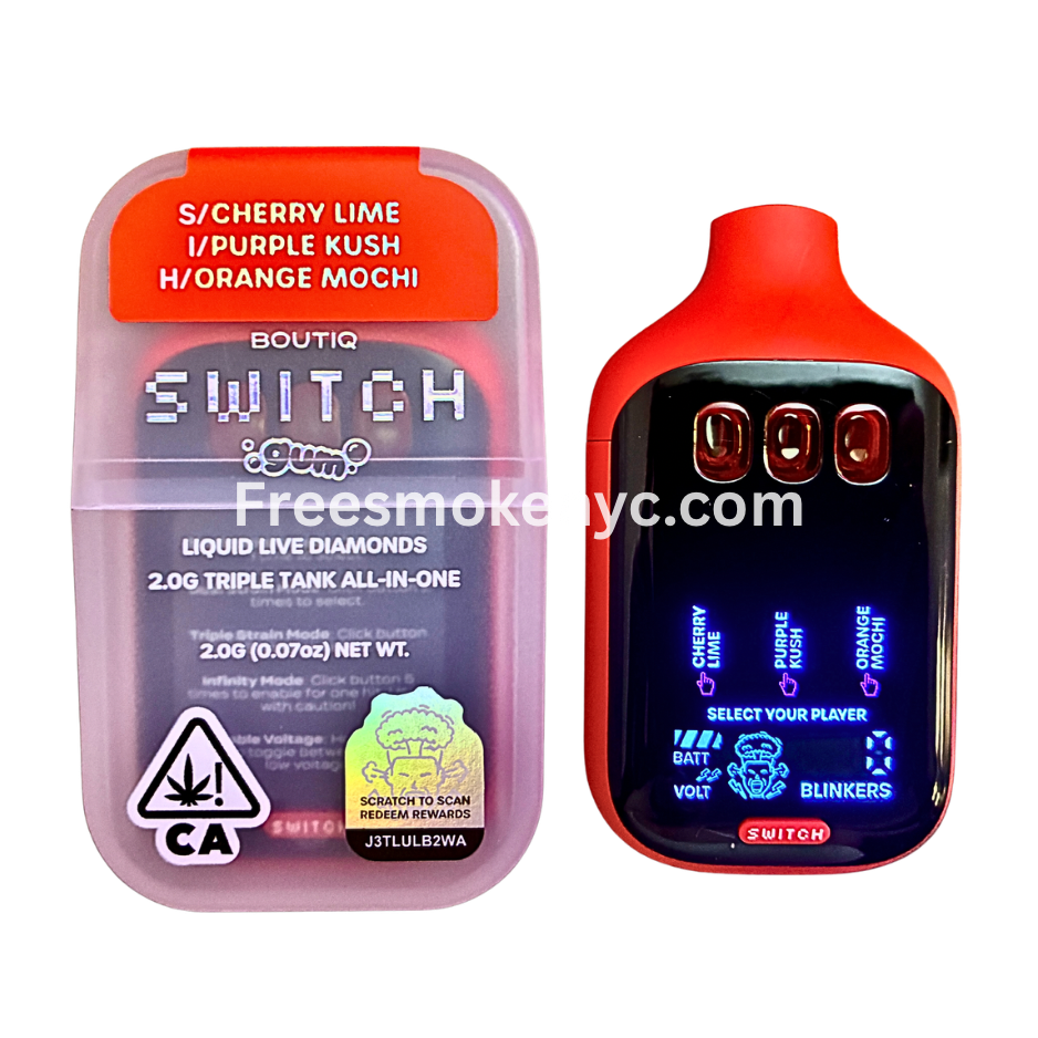 Boutiq Switch Gum Edition 2g Triple Tank Vape - 93.45% THC