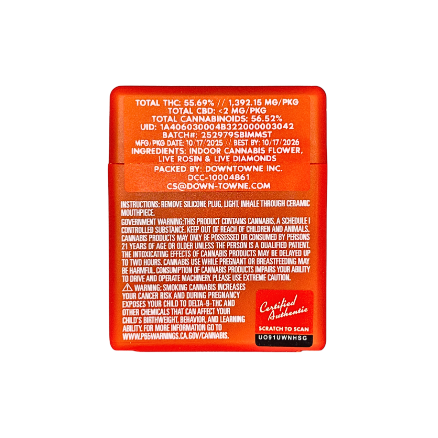 Sherbinskis Matcha infused pre-roll multipack packaging with product information on a transparent