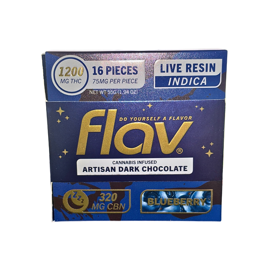 FLAV BLUEBERRY LIVE RESIN INFUSED ARTISAN DARK CHOCOLATE BAR