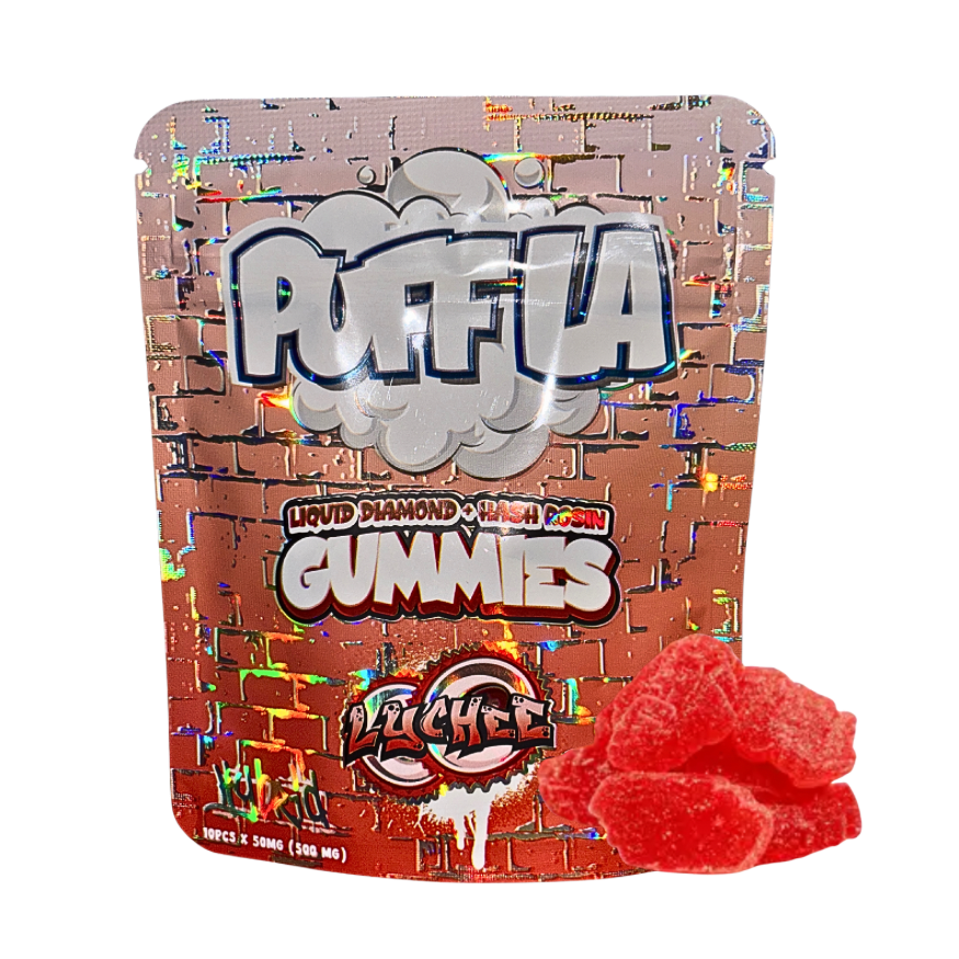 Puff LA Lychee Gummies; Sativa effects