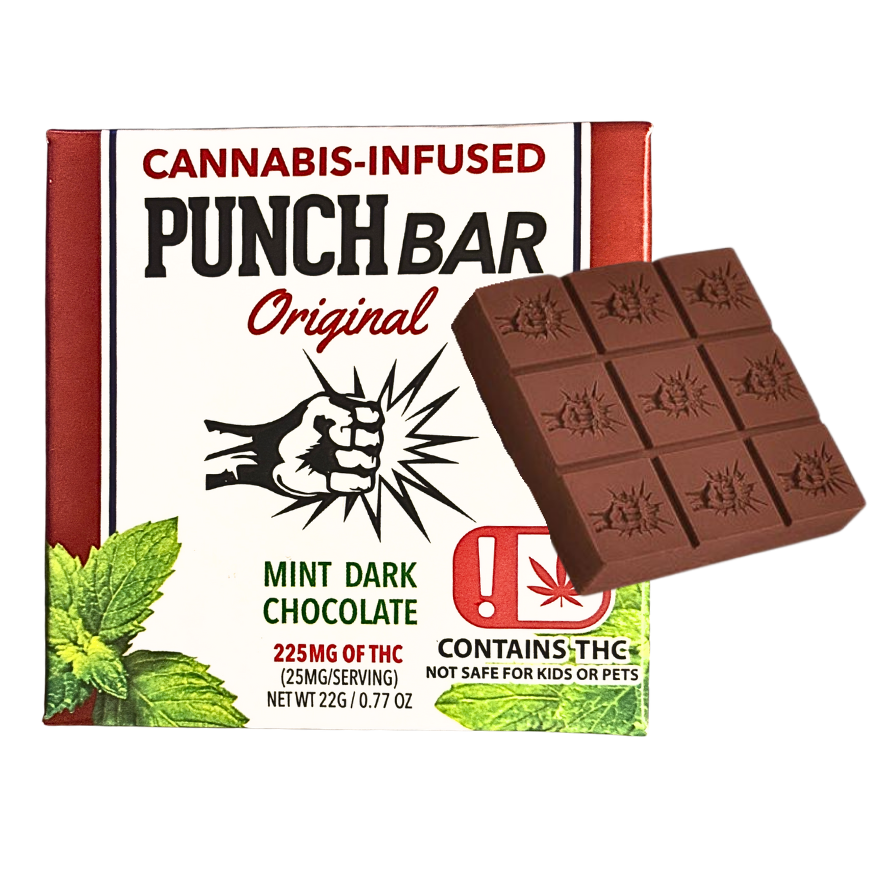 Punch Bar Cannabis Infused Mint Dark Chocolate; hybrid effects