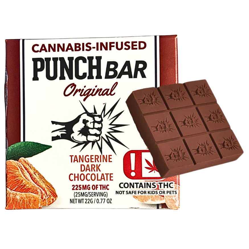 Punch Bar Cannabis Infused Tangerine Dark Chocolate; hybrid effects