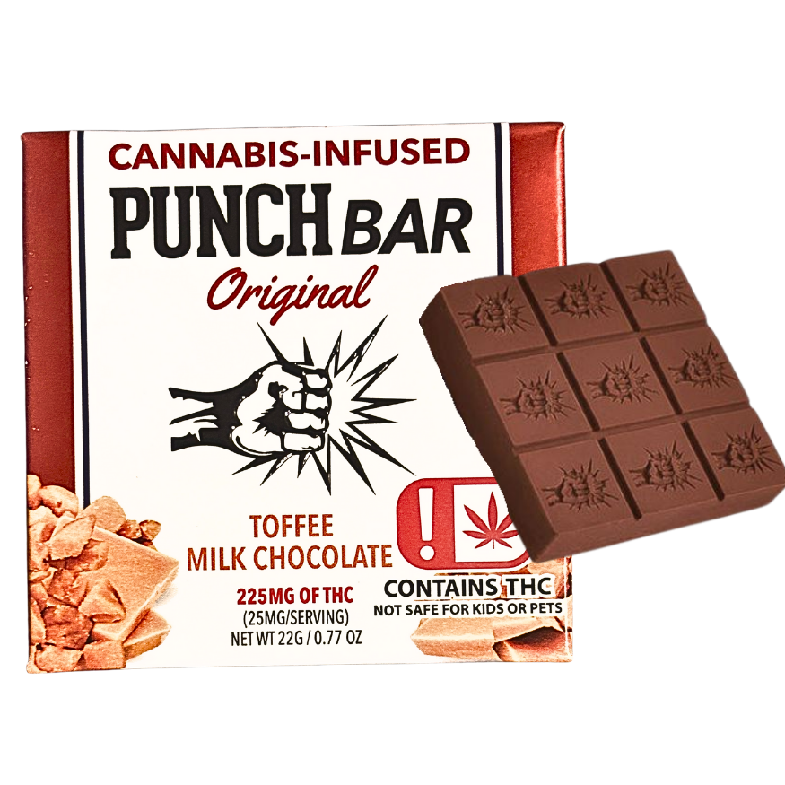 Punch Bar Cannabis Infused Toffee Milk Chocolate; hybrid effects