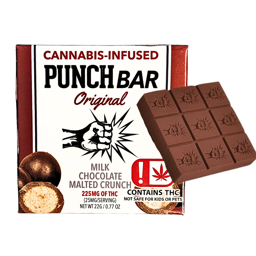 Punch Bar Cannabis Infused Milk Chocolate Malted Crunch; hybrid effects
