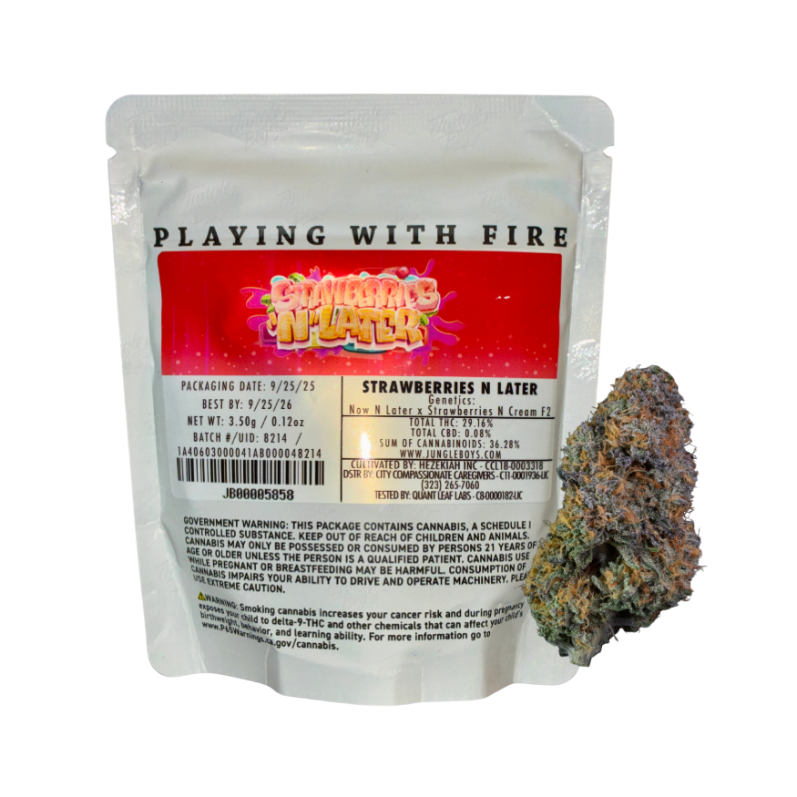 JUNGLE BOYS "STRAWBERRIES N LATER" CANNABIS FLOWER; HYBRID STRAIN