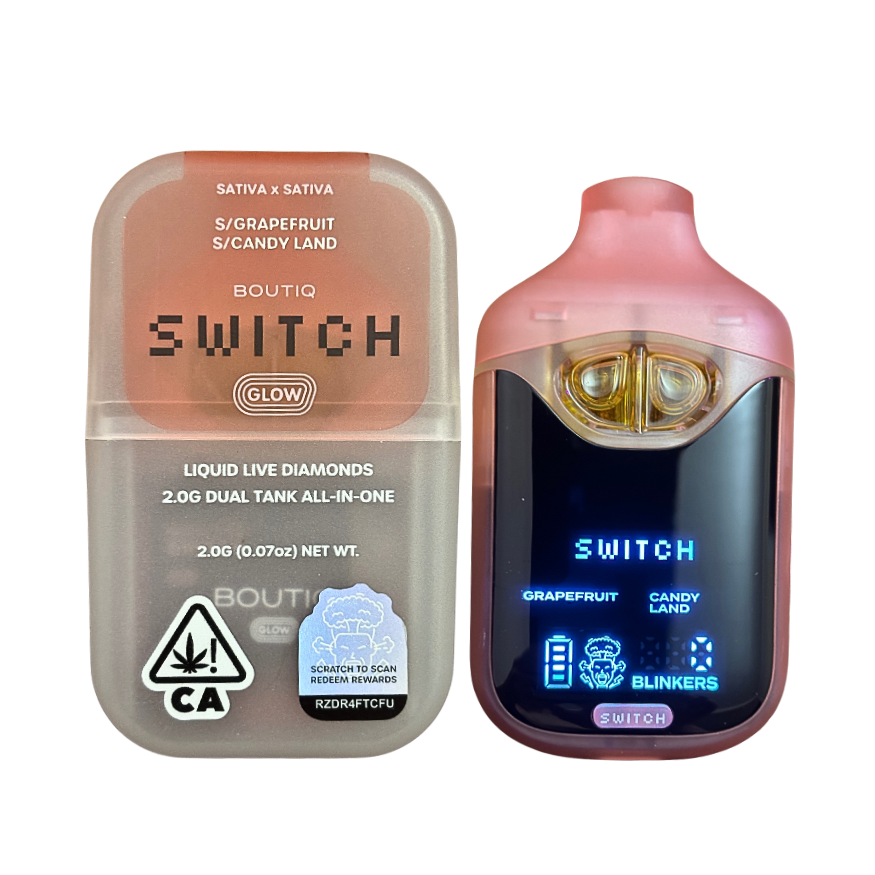 BOUTIQ SWITCH V4 GLOW EDITION "GRAPEFRUIT" x "CANDYLAND" 2G DUAL TANK DISPOSABLE