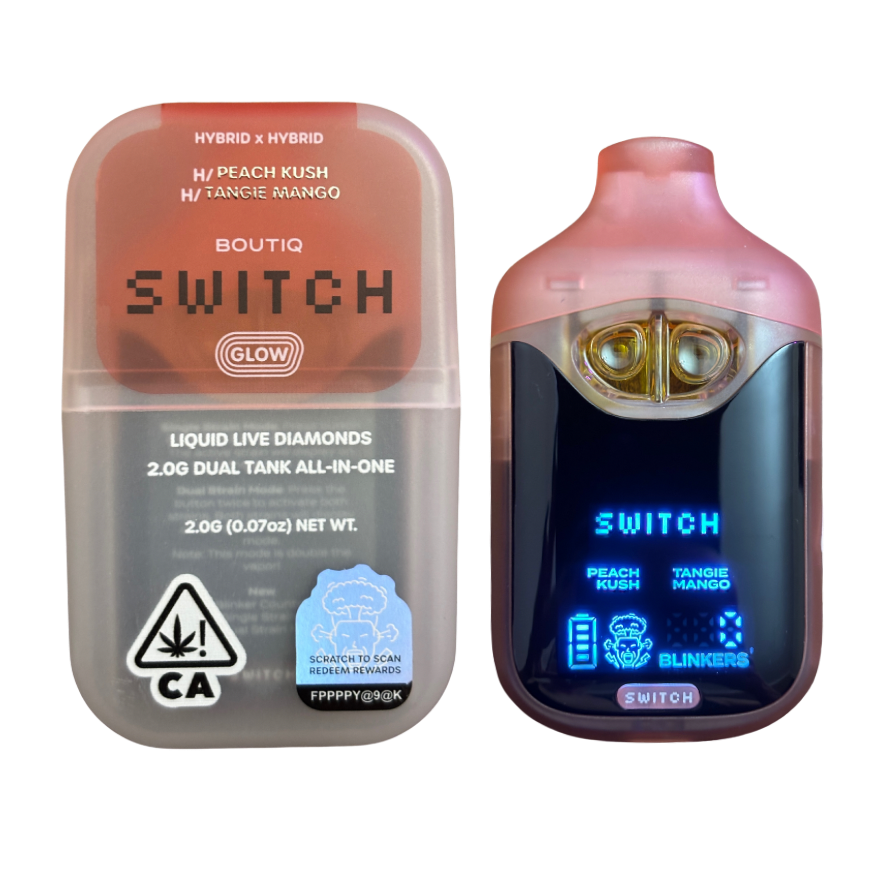 BOUTIQ SWITCH V4 - GLOW EDITION "PEACH KUSH" x "TANGIE MANGO" 2G DUAL TANK DISPOSABLE