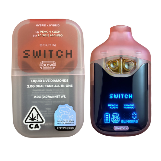 BOUTIQ SWITCH V4 - GLOW EDITION "PEACH KUSH" x "TANGIE MANGO" 2G DUAL TANK DISPOSABLE