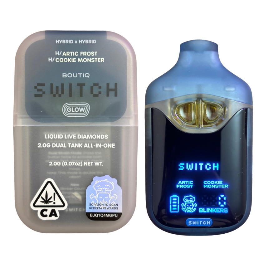BOUTIQ SWITCH V4 - GLOW EDITION "ARCTIC FROST" x "COOKIE MONSTER" 2G DUAL TANK DISPOSABLE