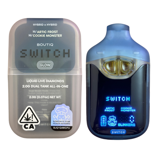 BOUTIQ SWITCH V4 - GLOW EDITION "ARCTIC FROST" x "COOKIE MONSTER" 2G DUAL TANK DISPOSABLE