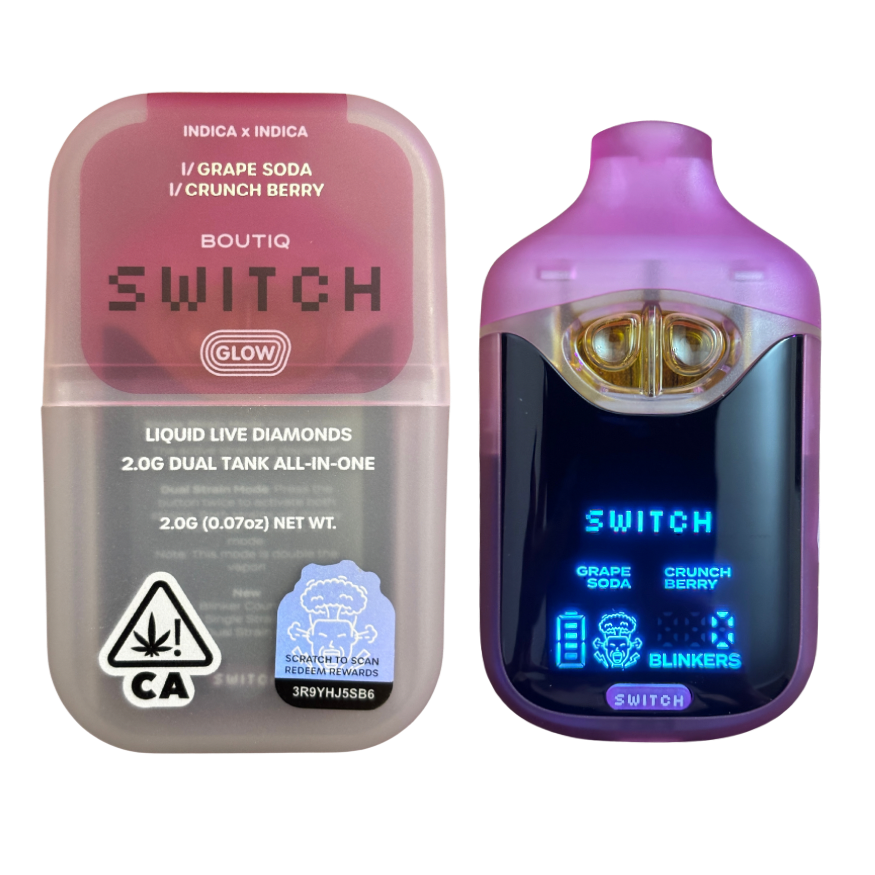 BOUTIQ SWITCH V4 - GLOW EDITION "GRAPE SODA" x "CRUNCH BERRY" 2G DUAL TANK DISPOSABLE