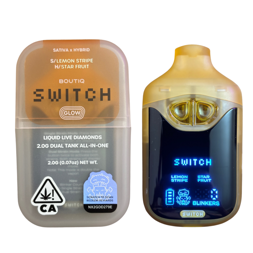 BOUTIQ SWITCH V4 - GLOW EDITION "LEMON STRIPE" x "STAR FRUIT" 2G DUAL TANK DISPOSABLE