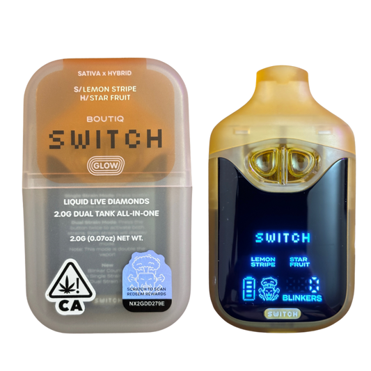 BOUTIQ SWITCH V4 - GLOW EDITION "LEMON STRIPE" x "STAR FRUIT" 2G DUAL TANK DISPOSABLE