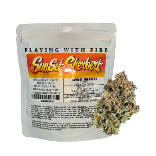 JUNGLE BOYS "SUNSET SHERBERT" CANNABIS FLOWER; HYBRID STRAIN 
