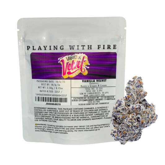 Jungle Boys Vanilla Velvet hybrid cannabis flower on transparent background