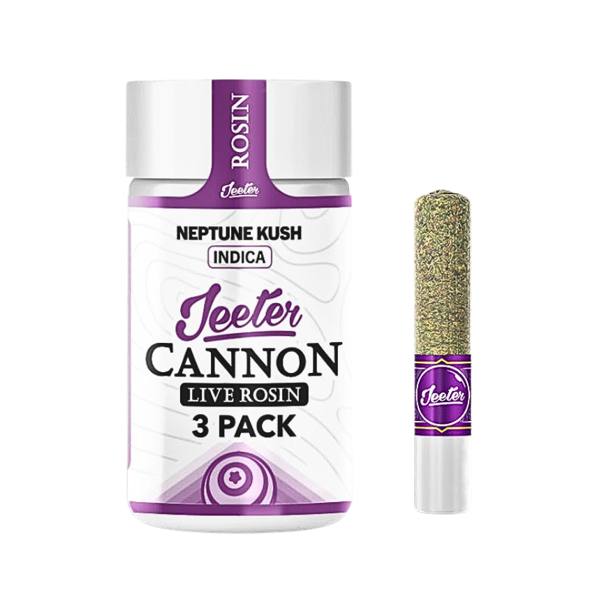 Jeeter Cannon Neptune Kush indica live rosin jar on a transparent background