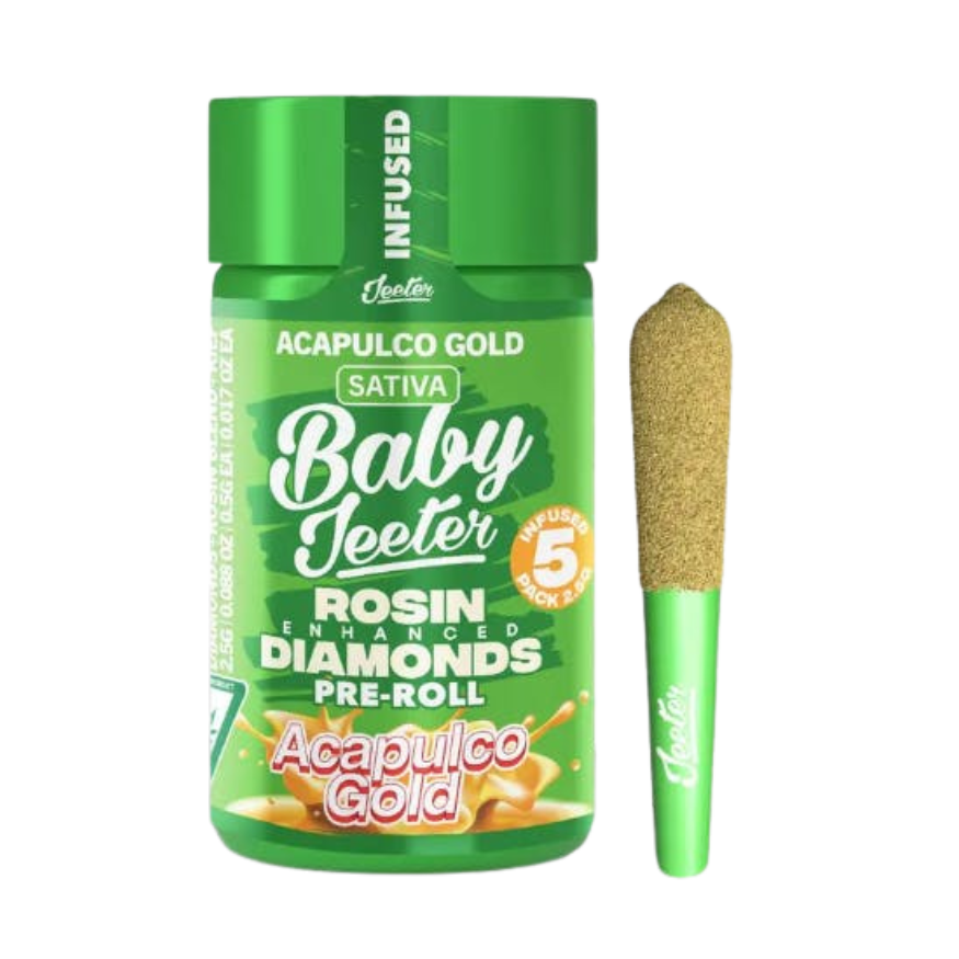BABY JEETER  "ACAPULCO GOLD" INFUSED PRE-ROLL JAR; SATIVA STRAIN 