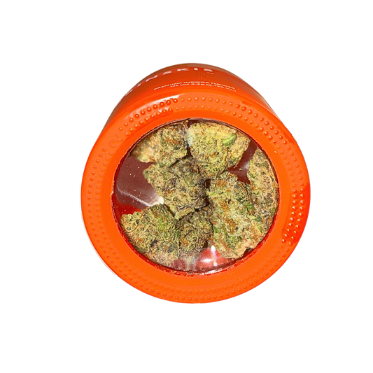 Sherbinskis Exotic Cannabis Flower, Nade Sativa strain in a 3.5g jar, showcasing vibrant buds and premium packaging on a transparent background.