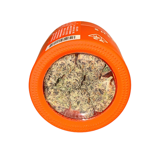 Sherbinskis Exotic Cannabis Flower, Raspberry Gelato Hybrid strain, with vivid buds and elegant packaging on a transparent background