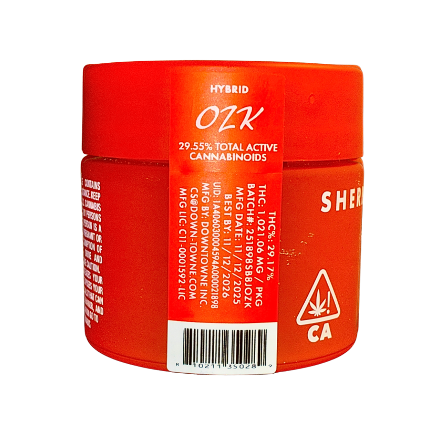 Sherbinskis Exotic Cannabis Flower, OZK Hybrid strain on a transparent background