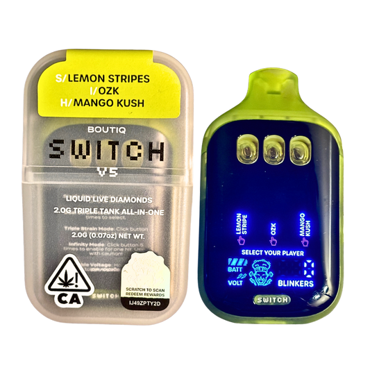 BOUTIQ SWITCH V5 (3 in 1)
“LEMON STRIPES” (S), “OZK” (I), “MANGO KUSH” (H)